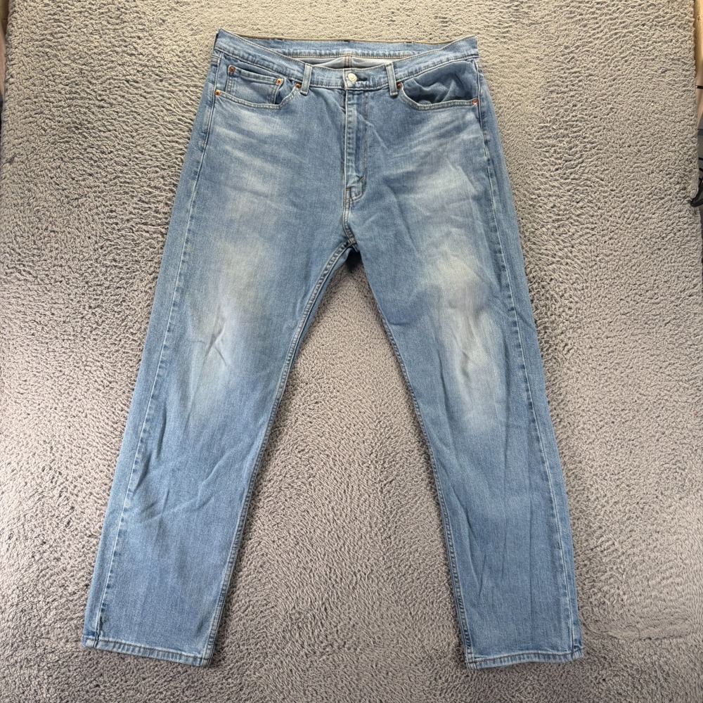 Levi's 505 Jeans Mens 38x32 Blue Cotton Denim Straight Faded Workwear Stretch